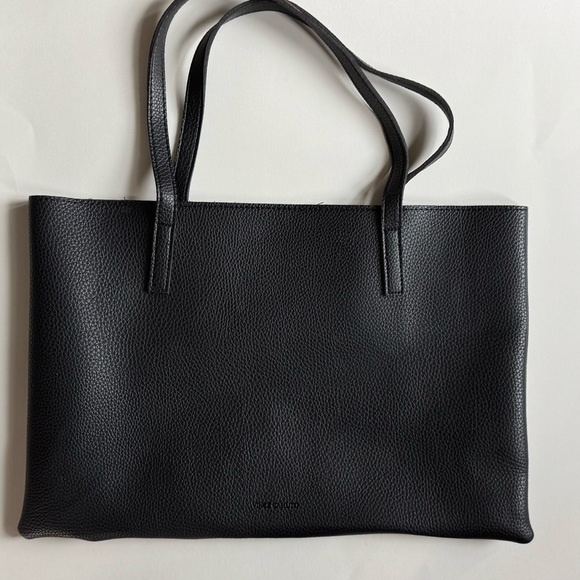 Vince Camuto Sleek Black and Gray Tote with Vertical Stripe - Picture 4 of 6